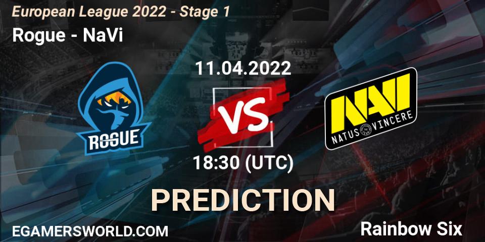 Rogue - NaVi: ennuste. 11.04.22, Rainbow Six, European League 2022 - Stage 1