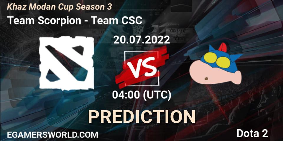 Team Scorpion - Team CSC: ennuste. 20.07.2022 at 04:06, Dota 2, Khaz Modan Cup Season 3