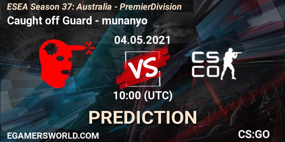 Caught off Guard - munanyo: ennuste. 04.05.2021 at 10:00, Counter-Strike (CS2), ESEA Season 37: Australia - Premier Division