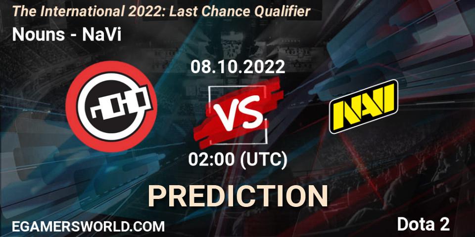 Nouns - NaVi: ennuste. 08.10.22, Dota 2, The International 2022: Last Chance Qualifier
