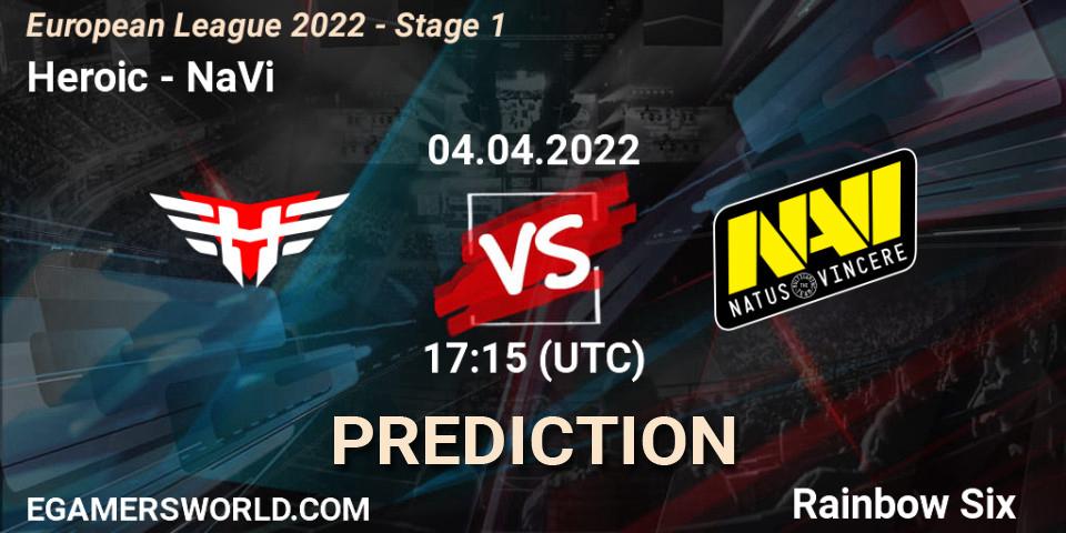 Heroic - NaVi: ennuste. 04.04.2022 at 17:15, Rainbow Six, European League 2022 - Stage 1