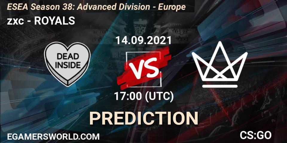 zxc - ROYALS: ennuste. 14.09.2021 at 17:00, Counter-Strike (CS2), ESEA Season 38: Advanced Division - Europe