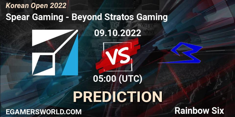 Spear Gaming - Beyond Stratos Gaming: ennuste. 09.10.2022 at 05:00, Rainbow Six, Korean Open 2022