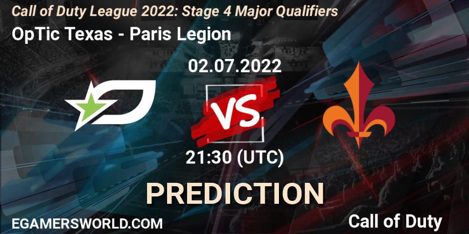 OpTic Texas - Paris Legion: ennuste. 02.07.2022 at 20:30, Call of Duty, Call of Duty League 2022: Stage 4