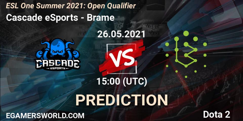 Cascade eSports - Brame: ennuste. 26.05.2021 at 15:12, Dota 2, ESL One Summer 2021: Open Qualifier