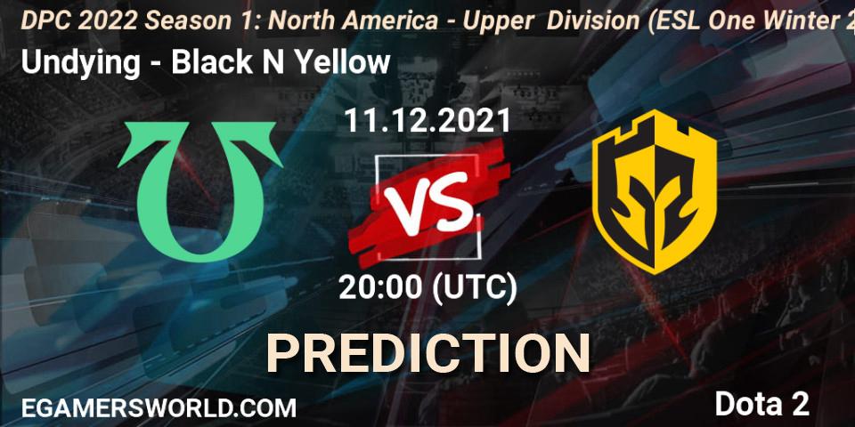 Undying - Black N Yellow: ennuste. 11.12.2021 at 21:53, Dota 2, DPC 2022 Season 1: North America - Upper Division (ESL One Winter 2021)