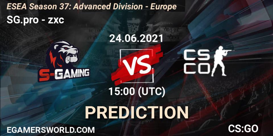 SG.pro - zxc: ennuste. 24.06.2021 at 15:00, Counter-Strike (CS2), ESEA Season 37: Advanced Division - Europe