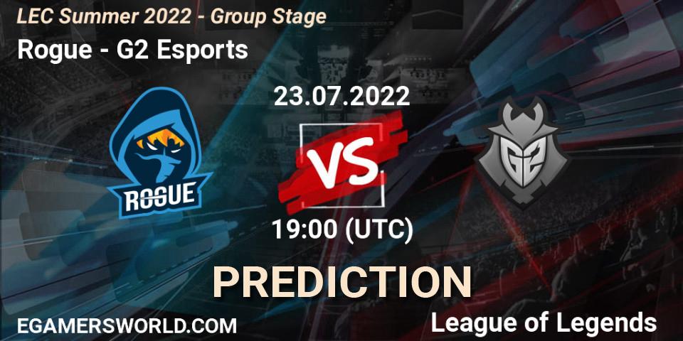 Rogue - G2 Esports: ennuste. 23.07.2022 at 18:00, LoL, LEC Summer 2022 - Group Stage