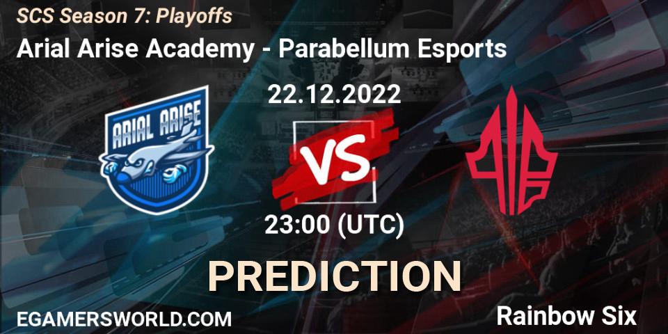 Arial Arise Academy - Parabellum Esports: ennuste. 22.12.2022 at 23:00, Rainbow Six, SCS Season 7: Playoffs