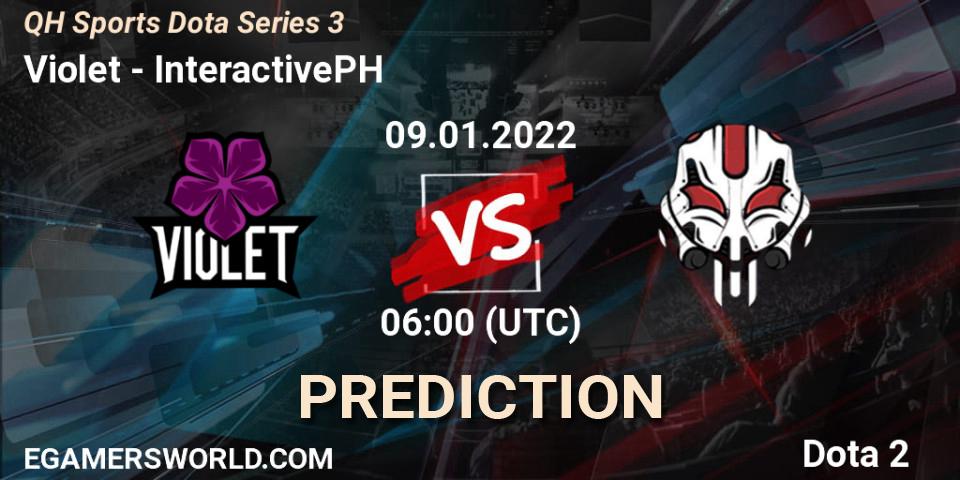 Violet - InteractivePH: ennuste. 09.01.2022 at 06:23, Dota 2, QH Sports Dota Series 3