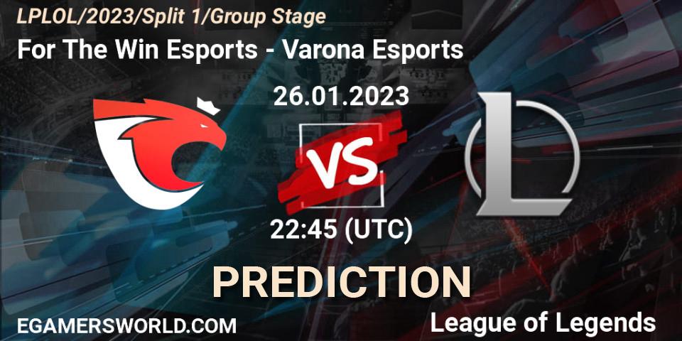 For The Win Esports - Varona Esports: ennuste. 26.01.2023 at 22:45, LoL, LPLOL Split 1 2023 - Group Stage