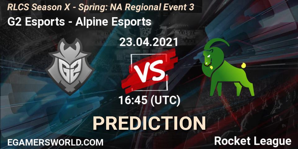 G2 Esports - Alpine Esports: ennuste. 23.04.2021 at 16:45, Rocket League, RLCS Season X - Spring: NA Regional Event 3