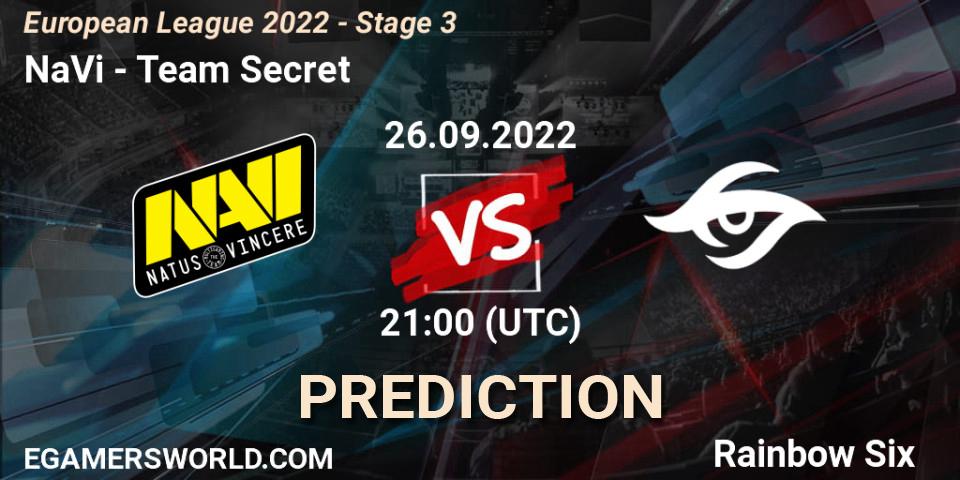 NaVi - Team Secret: ennuste. 26.09.22, Rainbow Six, European League 2022 - Stage 3