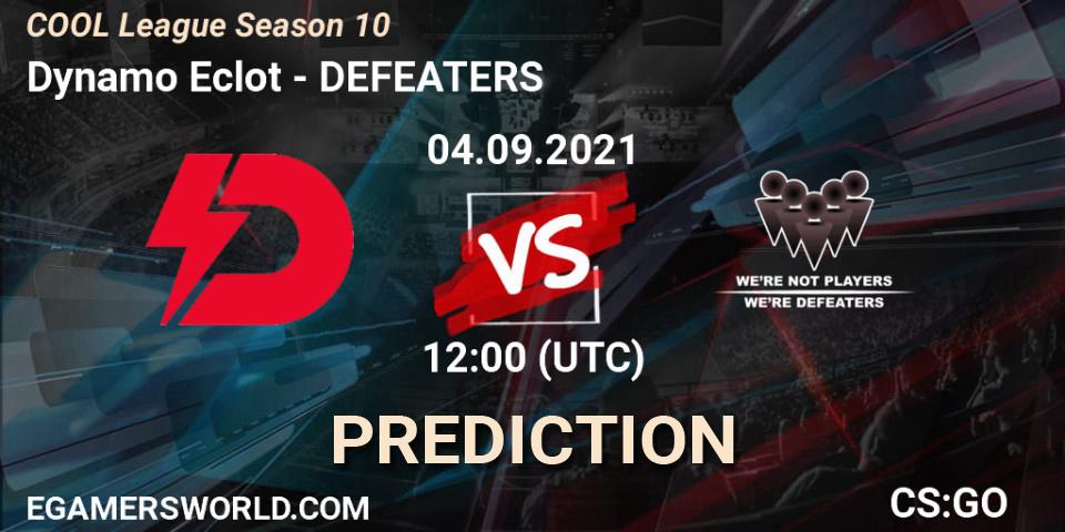 Dynamo Eclot - DEFEATERS: ennuste. 04.09.2021 at 08:00, Counter-Strike (CS2), COOL League Season 10