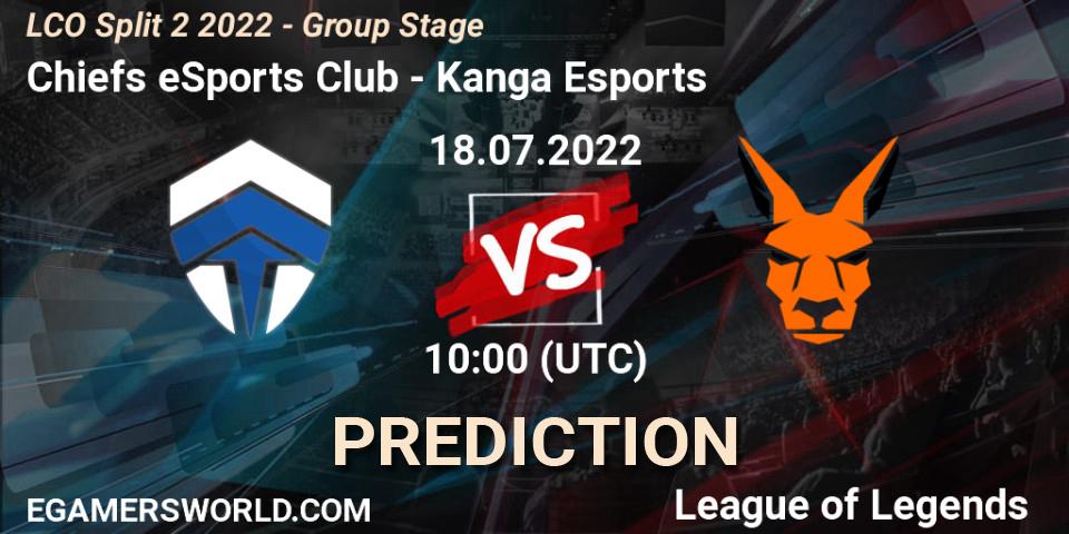 Chiefs eSports Club - Kanga Esports: ennuste. 18.07.2022 at 10:00, LoL, LCO Split 2 2022 - Group Stage