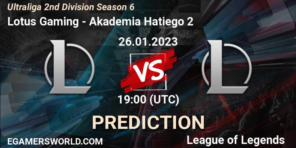 Lotus Gaming - Akademia Hatiego 2: ennuste. 26.01.2023 at 19:00, LoL, Ultraliga 2nd Division Season 6
