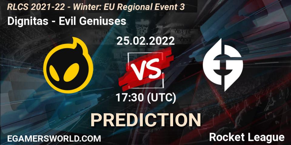 Dignitas - Evil Geniuses: ennuste. 25.02.2022 at 17:30, Rocket League, RLCS 2021-22 - Winter: EU Regional Event 3