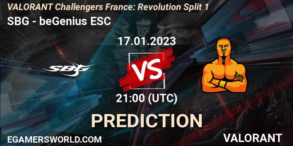 SBG - beGenius ESC: ennuste. 17.01.2023 at 21:30, VALORANT, VALORANT Challengers 2023 France: Revolution Split 1