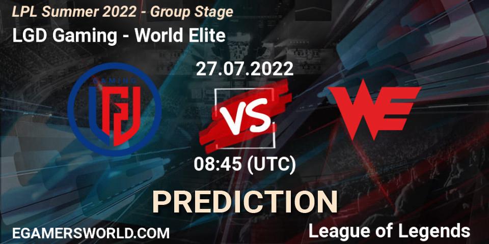 LGD Gaming - World Elite: ennuste. 27.07.2022 at 09:00, LoL, LPL Summer 2022 - Group Stage