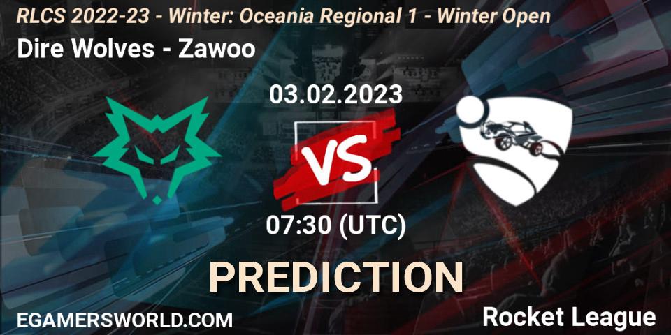 Dire Wolves - Zawoo: ennuste. 03.02.2023 at 07:30, Rocket League, RLCS 2022-23 - Winter: Oceania Regional 1 - Winter Open