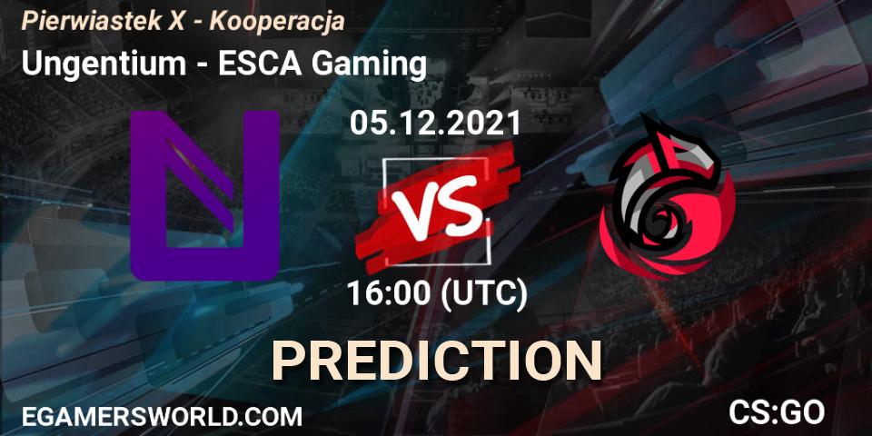 Ungentium - ESCA Gaming: ennuste. 05.12.2021 at 16:00, Counter-Strike (CS2), Pierwiastek X - Kooperacja