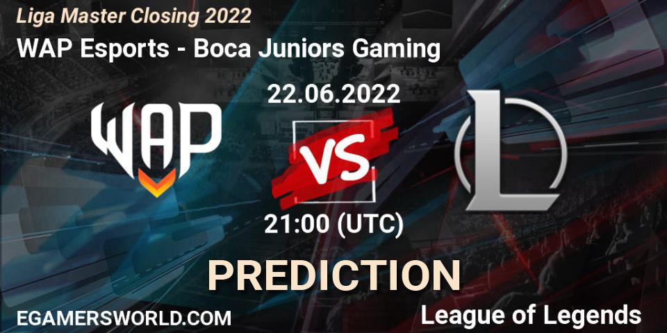 WAP Esports - Boca Juniors Gaming: ennuste. 22.06.2022 at 21:00, LoL, Liga Master Closing 2022