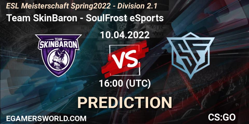 Team SkinBaron - SoulFrost eSports: ennuste. 10.04.2022 at 16:00, Counter-Strike (CS2), ESL Meisterschaft Spring 2022 - Division 2.1