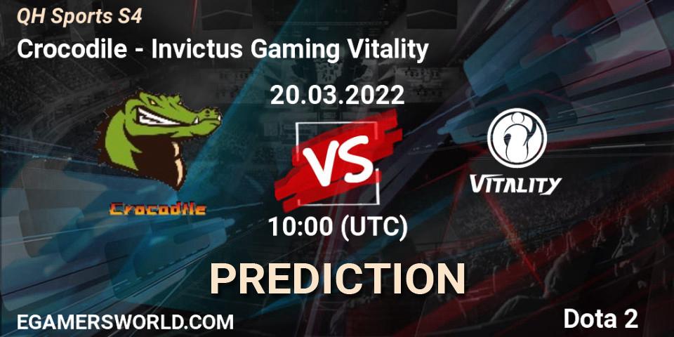 Crocodile - Invictus Gaming Vitality: ennuste. 20.03.2022 at 08:28, Dota 2, QH Sports S4