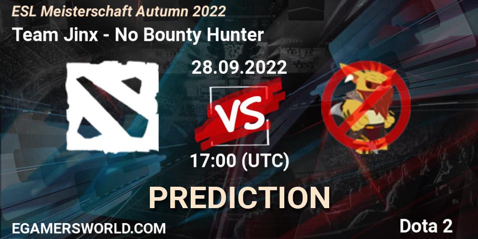 Team Jinx - No Bounty Hunter: ennuste. 28.09.2022 at 17:20, Dota 2, ESL Meisterschaft Autumn 2022