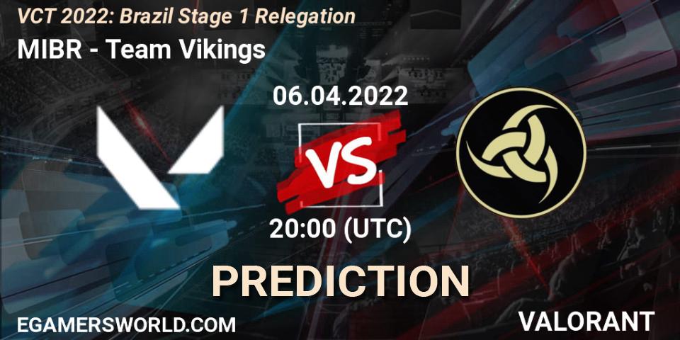 MIBR - Team Vikings: ennuste. 06.04.2022 at 20:00, VALORANT, VCT 2022: Brazil Stage 1 Relegation