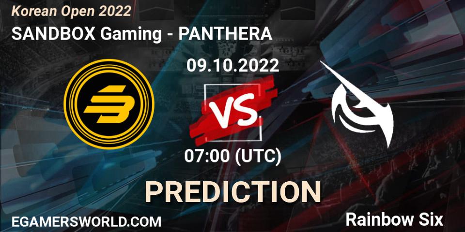 SANDBOX Gaming - PANTHERA: ennuste. 09.10.2022 at 07:00, Rainbow Six, Korean Open 2022
