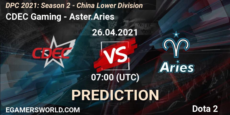 CDEC Gaming - Aster.Aries: ennuste. 26.04.2021 at 06:56, Dota 2, DPC 2021: Season 2 - China Lower Division