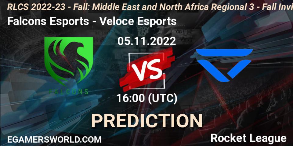 Falcons Esports - Veloce Esports: ennuste. 05.11.22, Rocket League, RLCS 2022-23 - Fall: Middle East and North Africa Regional 3 - Fall Invitational