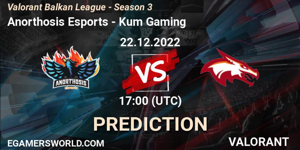 Anorthosis Esports - Kum Gaming: ennuste. 22.12.2022 at 17:00, VALORANT, Valorant Balkan League - Season 3