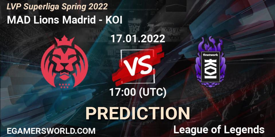 MAD Lions Madrid - KOI: ennuste. 17.01.2022 at 17:00, LoL, LVP Superliga Spring 2022
