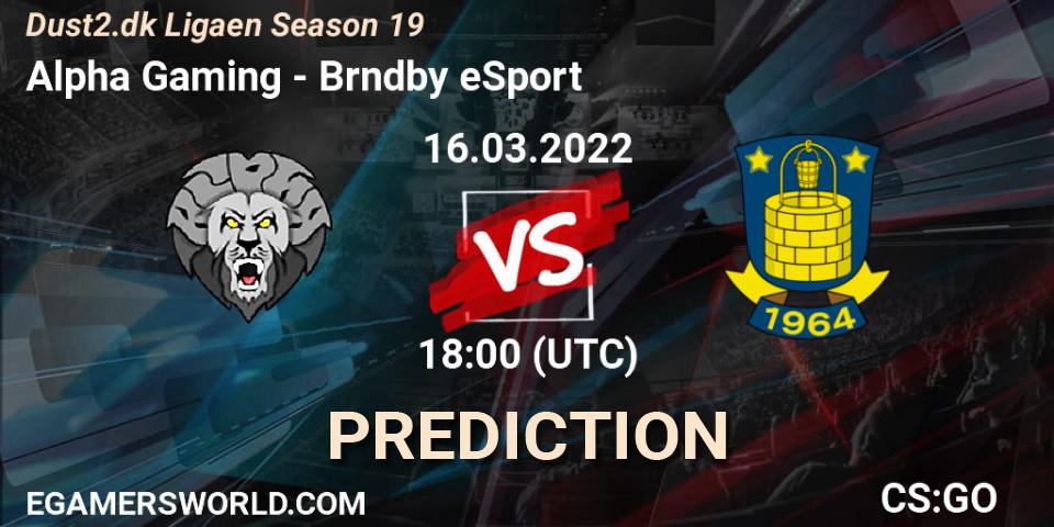 Alpha Gaming - Brøndby eSport: ennuste. 16.03.2022 at 18:00, Counter-Strike (CS2), Dust2.dk Ligaen Season 19