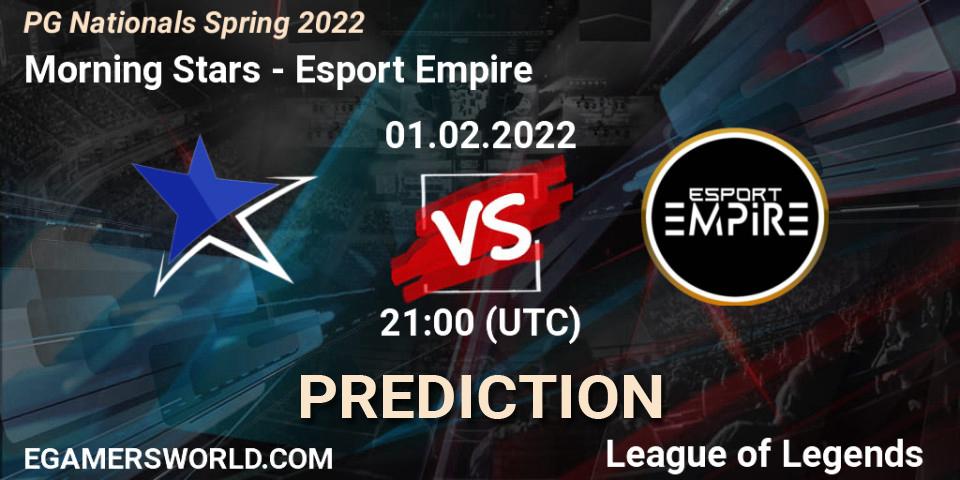 Morning Stars - Esport Empire: ennuste. 01.02.2022 at 21:00, LoL, PG Nationals Spring 2022