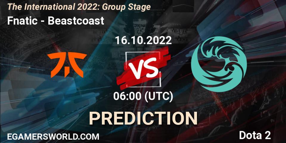 Fnatic - Beastcoast: ennuste. 16.10.2022 at 06:39, Dota 2, The International 2022: Group Stage
