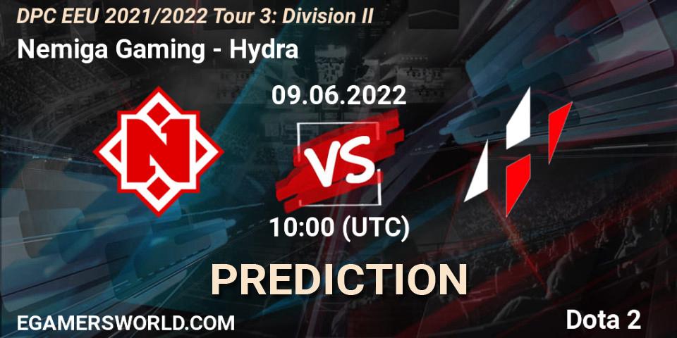 Nemiga Gaming - Hydra: ennuste. 09.06.2022 at 10:00, Dota 2, DPC EEU 2021/2022 Tour 3: Division II