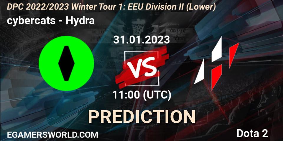cybercats - Hydra: ennuste. 31.01.23, Dota 2, DPC 2022/2023 Winter Tour 1: EEU Division II (Lower)