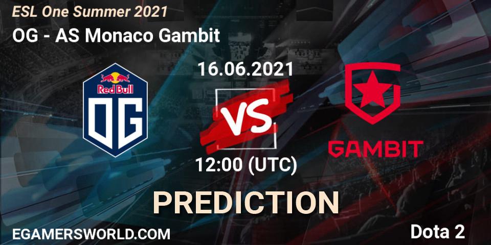 OG - AS Monaco Gambit: ennuste. 16.06.21, Dota 2, ESL One Summer 2021