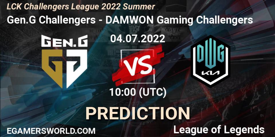 Gen.G Challengers - DAMWON Gaming Challengers: ennuste. 04.07.2022 at 10:00, LoL, LCK Challengers League 2022 Summer