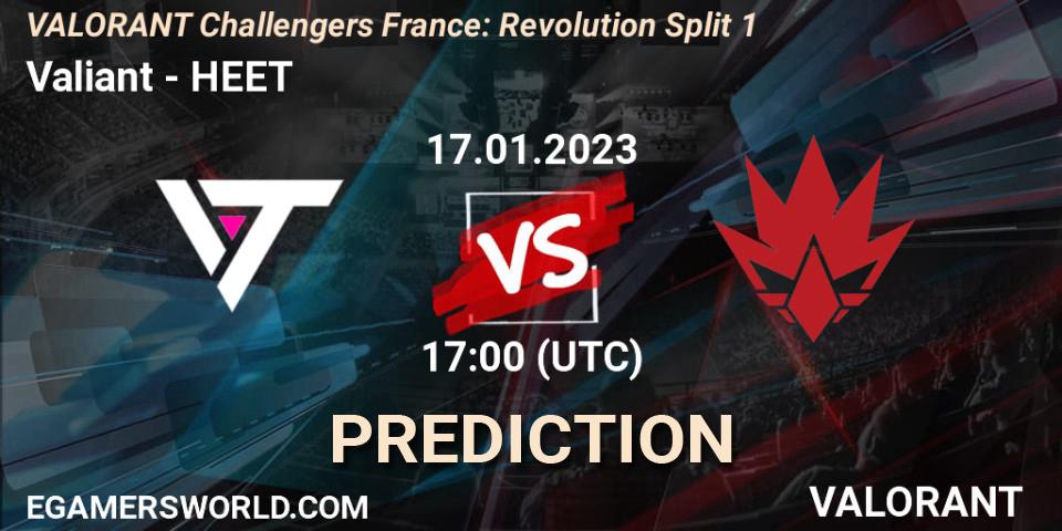 Valiant - HEET: ennuste. 17.01.2023 at 17:00, VALORANT, VALORANT Challengers 2023 France: Revolution Split 1