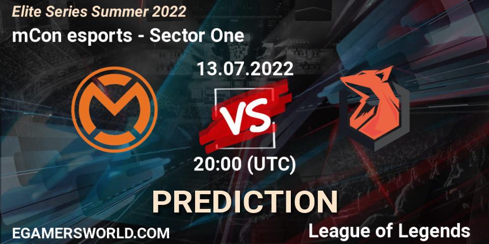 mCon esports - Sector One: ennuste. 13.07.2022 at 20:00, LoL, Elite Series Summer 2022