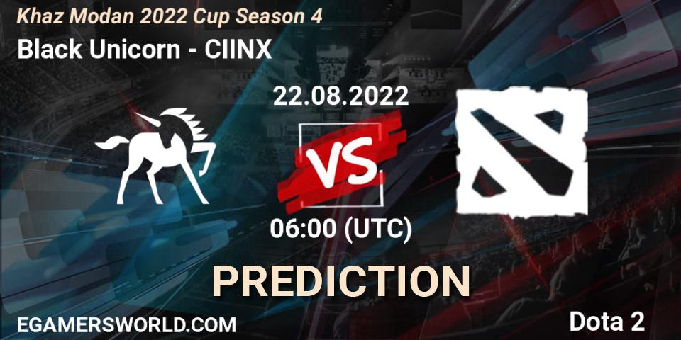 Black Unicorn - CIINX: ennuste. 22.08.2022 at 06:16, Dota 2, Khaz Modan 2022 Cup Season 4