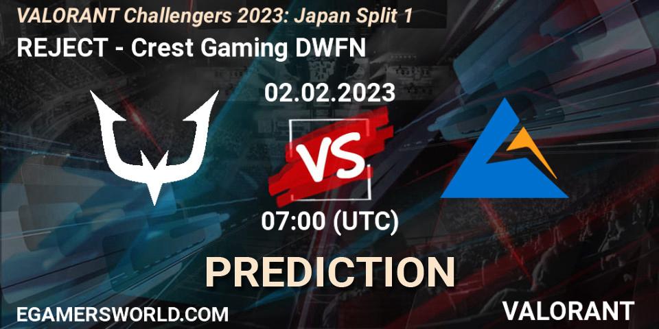 REJECT - Crest Gaming DWFN: ennuste. 02.02.23, VALORANT, VALORANT Challengers 2023: Japan Split 1