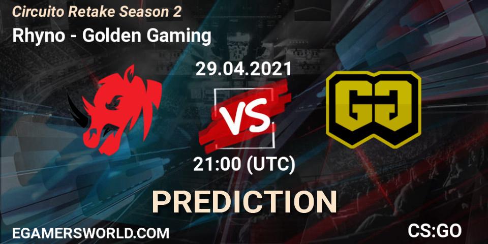 Rhyno - Golden Gaming: ennuste. 29.04.2021 at 21:00, Counter-Strike (CS2), Circuito Retake Season 2