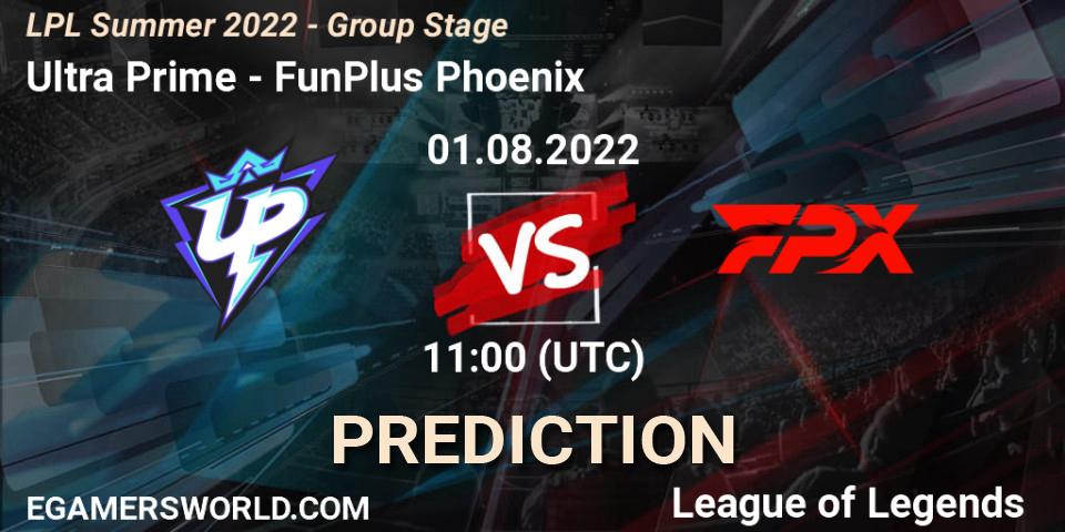 Ultra Prime - FunPlus Phoenix: ennuste. 01.08.2022 at 11:00, LoL, LPL Summer 2022 - Group Stage
