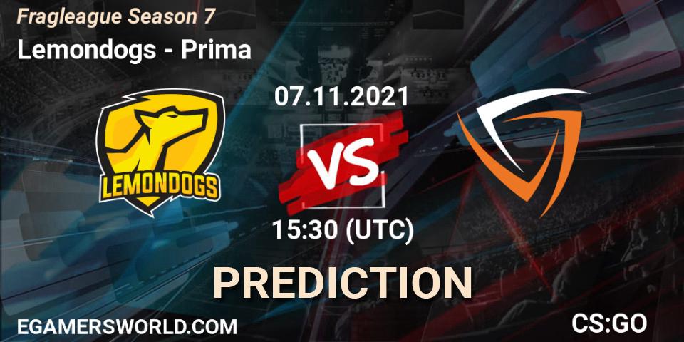 Lemondogs - Prima: ennuste. 10.11.2021 at 17:30, Counter-Strike (CS2), Fragleague Season 7