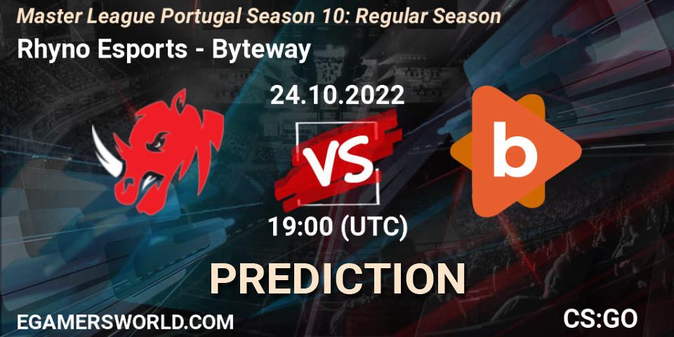 Rhyno Esports - Byteway: ennuste. 24.10.2022 at 19:00, Counter-Strike (CS2), Master League Portugal Season 10: Regular Season